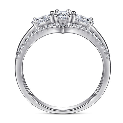 Oval-Cut Zirconia 925 Silver Ring - Elegant Simulated Diamond Bridal Set