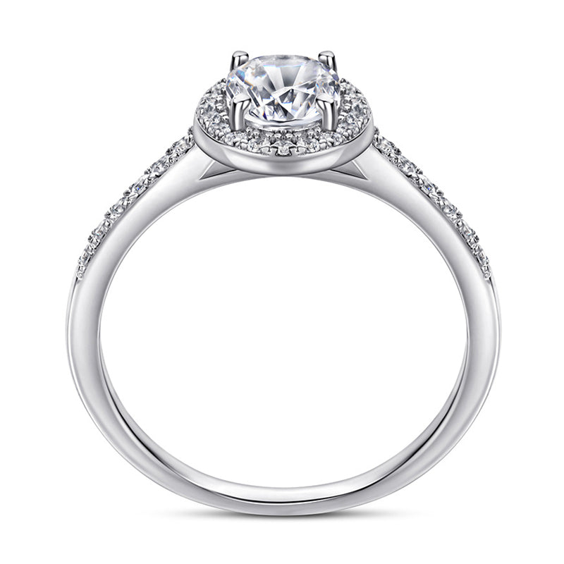 Oval Cut Zircon Engagement Ring - 925 Sterling Silver Minimalist Wedding Band