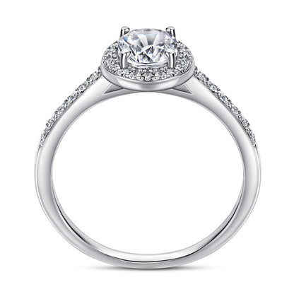 Oval Cut Zircon Engagement Ring - 925 Sterling Silver Minimalist Wedding Band