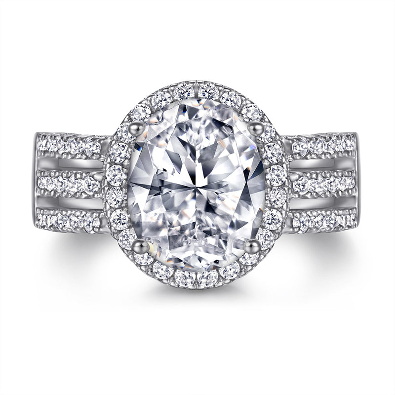 Oval Cut Zircon Eternity Band - 925 Sterling Silver Stackable Wedding Ring for Women