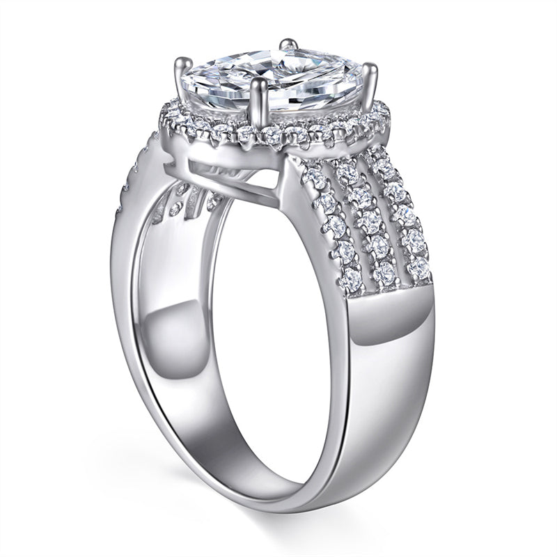 Oval Cut Zircon Eternity Band - 925 Sterling Silver Stackable Wedding Ring for Women