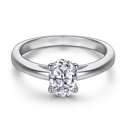 Oval Cut Zircon Solitaire Ring - 925 Sterling Silver Celebrity Inspired Fashion Jewelry