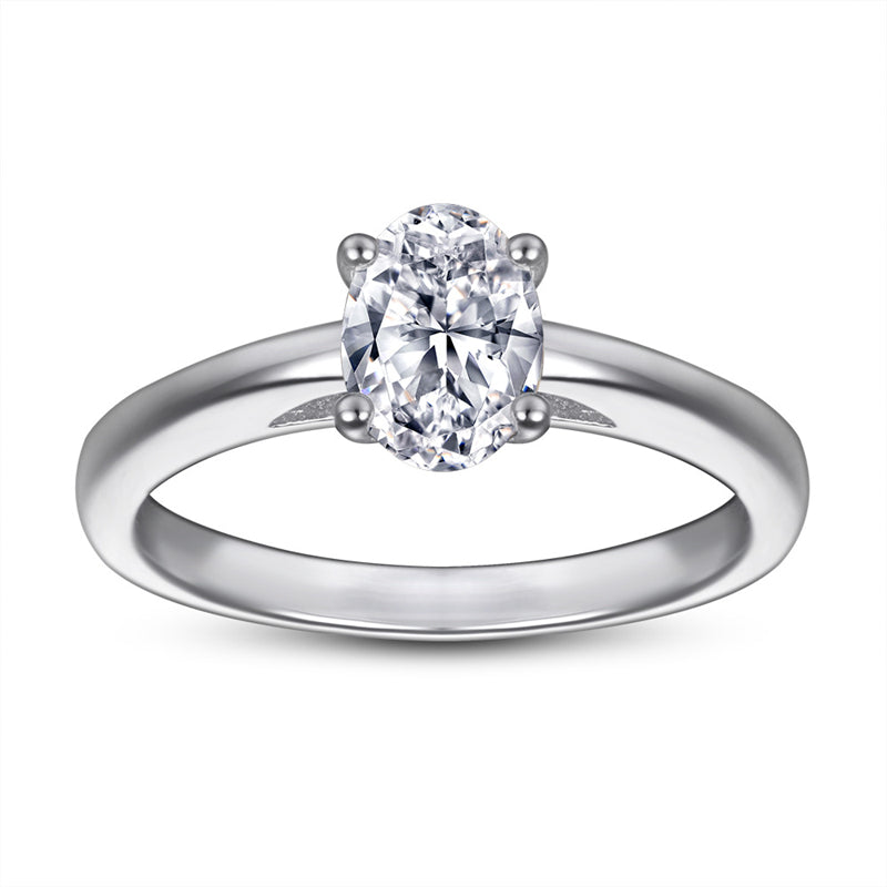 Oval Cut Zircon Solitaire Ring - 925 Sterling Silver Celebrity Inspired Fashion Jewelry