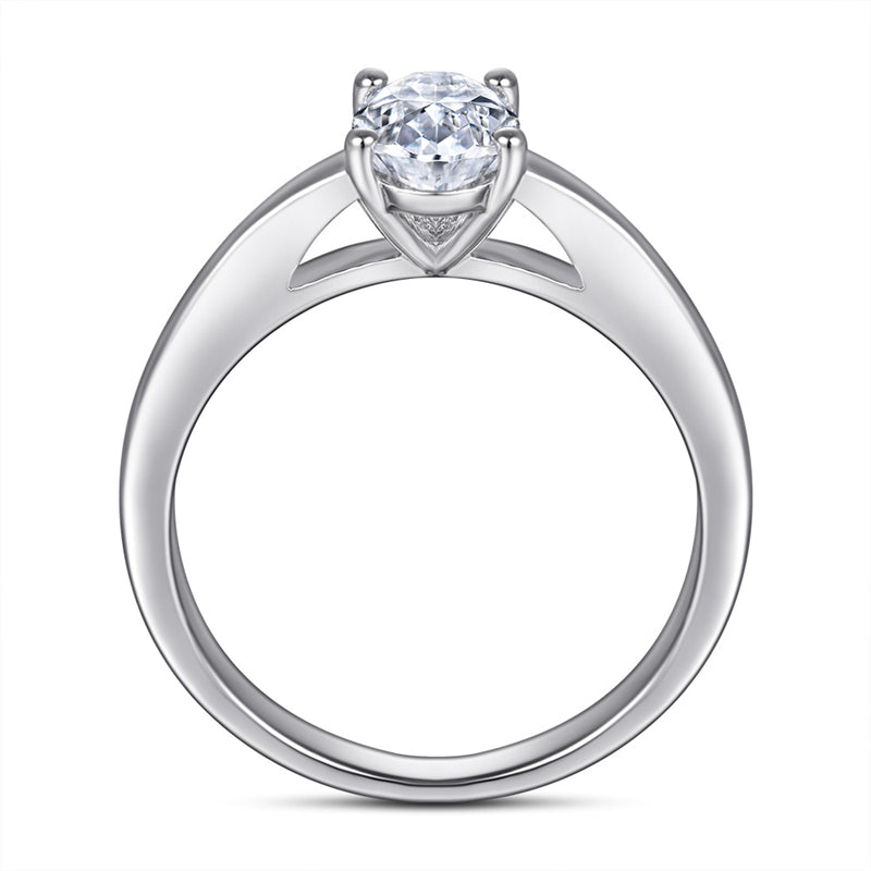 Oval Cut Zircon Solitaire Ring - 925 Sterling Silver Celebrity Inspired Fashion Jewelry