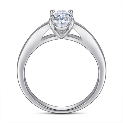 Oval Cut Zircon Solitaire Ring - 925 Sterling Silver Celebrity Inspired Fashion Jewelry
