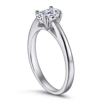 Oval Cut Zircon Solitaire Ring - 925 Sterling Silver Celebrity Inspired Fashion Jewelry