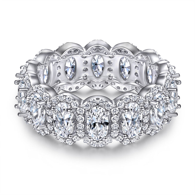 Oval Cut Zircon Statement Ring - 925 Sterling Silver Fashion Cocktail Ring for Women