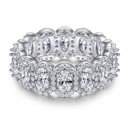 Oval Cut Zircon Statement Ring - 925 Sterling Silver Fashion Cocktail Ring for Women