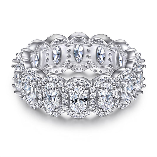 Oval Cut Zircon Statement Ring - 925 Sterling Silver Fashion Cocktail Ring for Women
