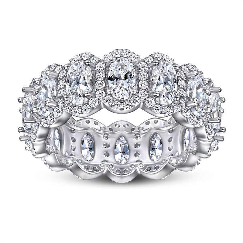 Oval Cut Zircon Statement Ring - 925 Sterling Silver Fashion Cocktail Ring for Women