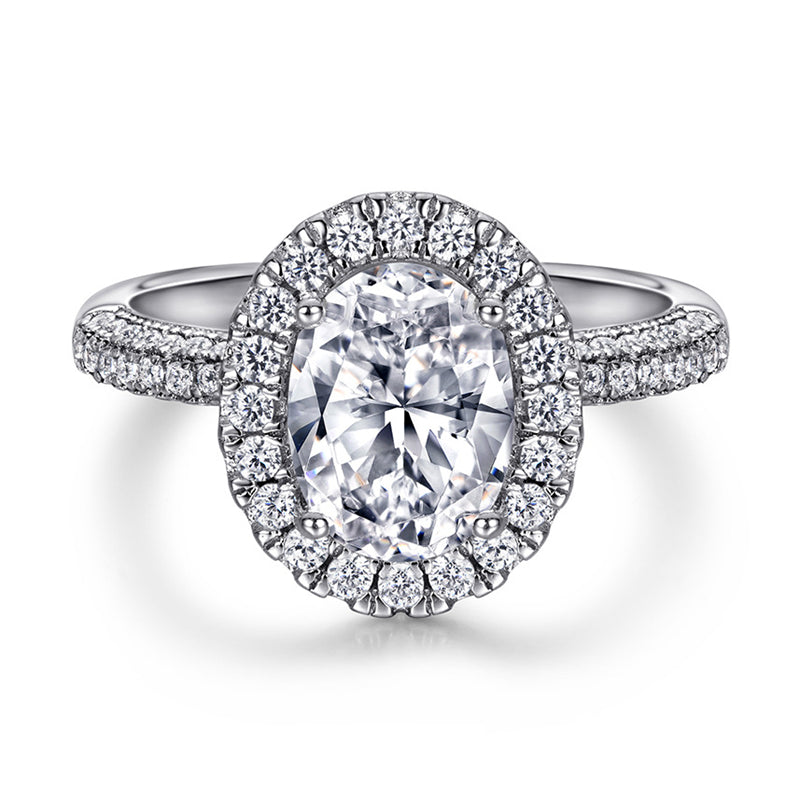 Oval Solitaire 925 Silver Ring - European-Style Zirconia Statement Piece