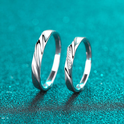 PT950 Plated 925 Sterling Silver Couple's Ring Set | Star Moissanite Matching Bands