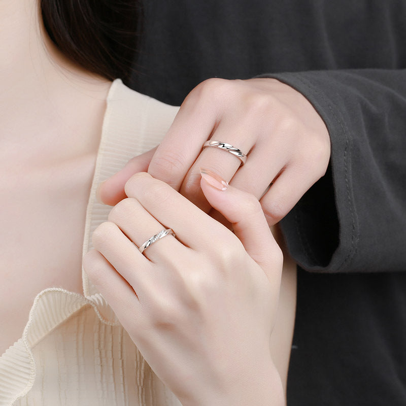 PT950 Plated 925 Sterling Silver Couple's Ring Set | Star Moissanite Matching Bands