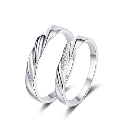 PT950 Plated 925 Sterling Silver Couple's Ring Set | Star Moissanite Matching Bands