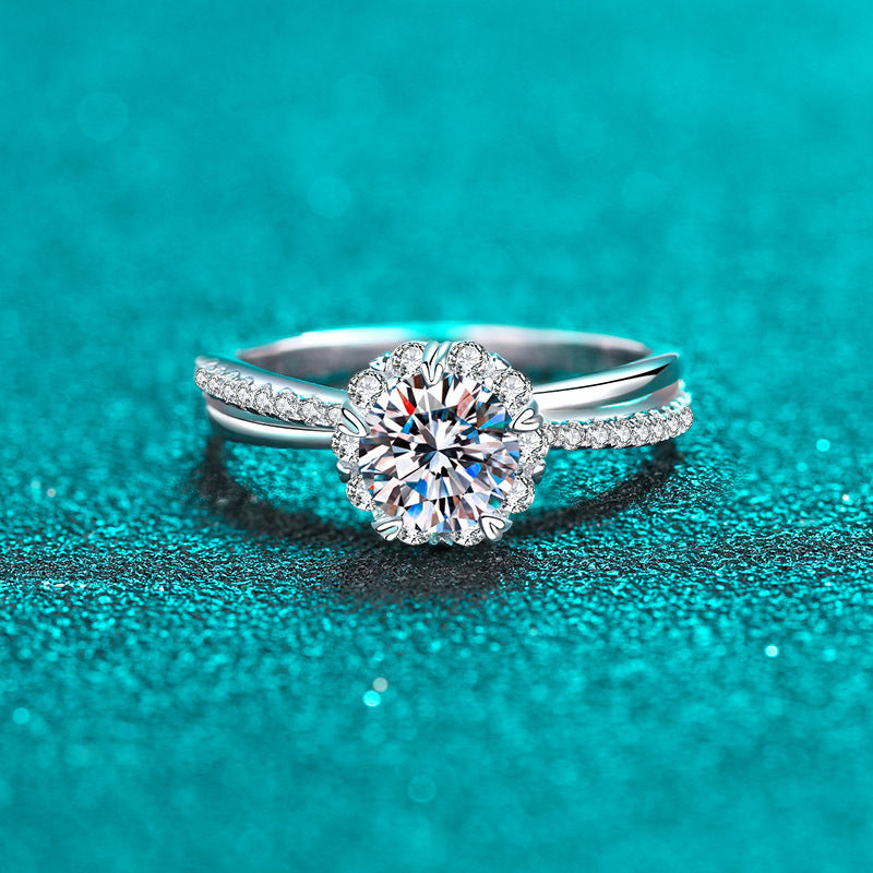 PT950 Plated 925 Sterling Silver Engagement Ring | 1ct Moissanite with Totem & Cartoon Design