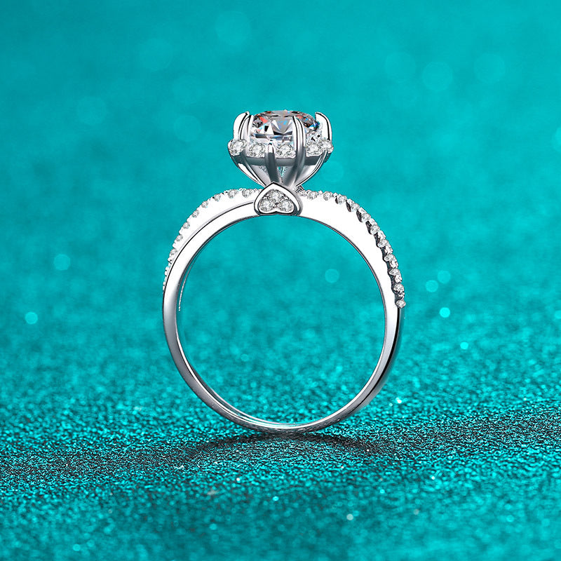 PT950 Plated 925 Sterling Silver Engagement Ring | 1ct Moissanite with Totem & Cartoon Design