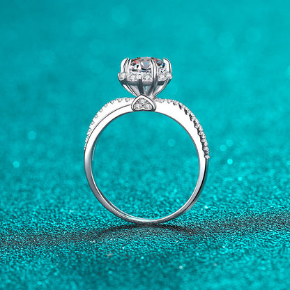 PT950 Plated 925 Sterling Silver Engagement Ring | 1ct Moissanite with Totem & Cartoon Design