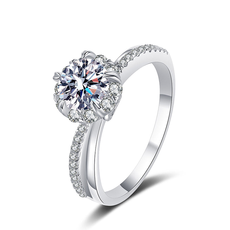PT950 Plated 925 Sterling Silver Engagement Ring | 1ct Moissanite with Totem & Cartoon Design