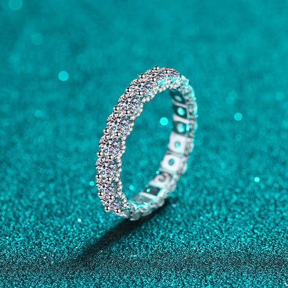 PT950 Plated 925 Sterling Silver Pavé Moissanite Ring | 2.1ct Wave & Totem Design