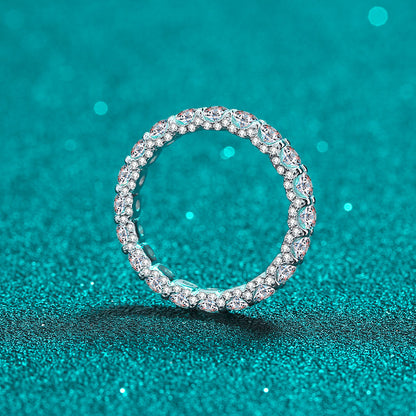 PT950 Plated 925 Sterling Silver Pavé Moissanite Ring | 2.1ct Wave & Totem Design
