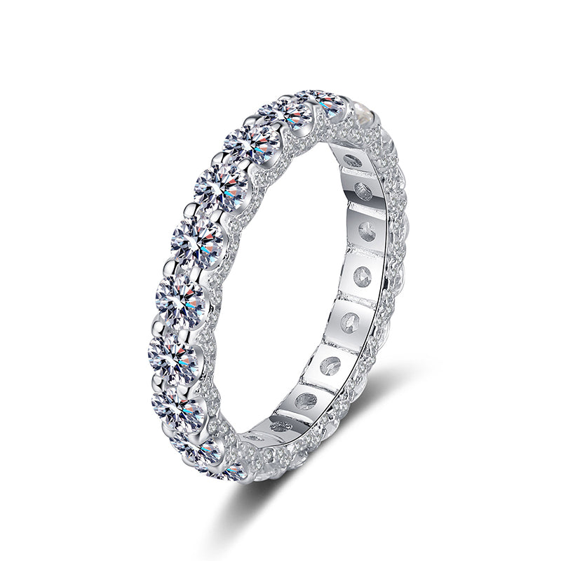 PT950 Plated 925 Sterling Silver Pavé Moissanite Ring | 2.1ct Wave & Totem Design