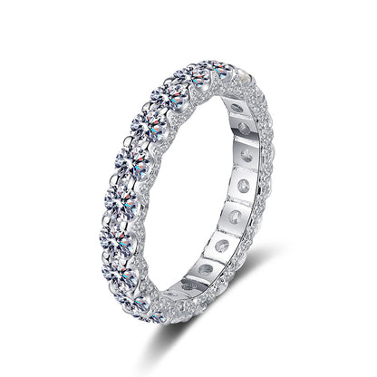 PT950 Plated 925 Sterling Silver Pavé Moissanite Ring | 2.1ct Wave & Totem Design