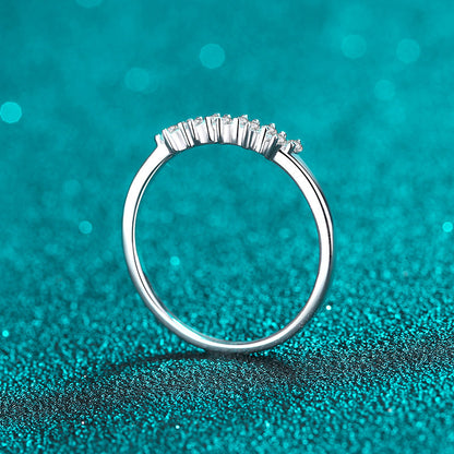 PT950 Plated Camellia Pavé Moissanite Ring - 925 Sterling Silver Star & Floral Eternity Band