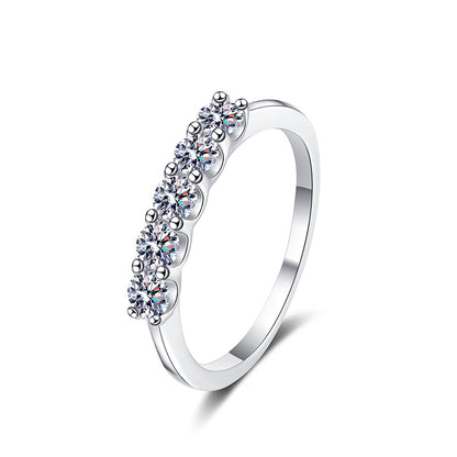 PT950 Plated S925 Sterling Silver 0.5ct Moissanite Eternity Band | Double Ring Geometric Engagement Ring