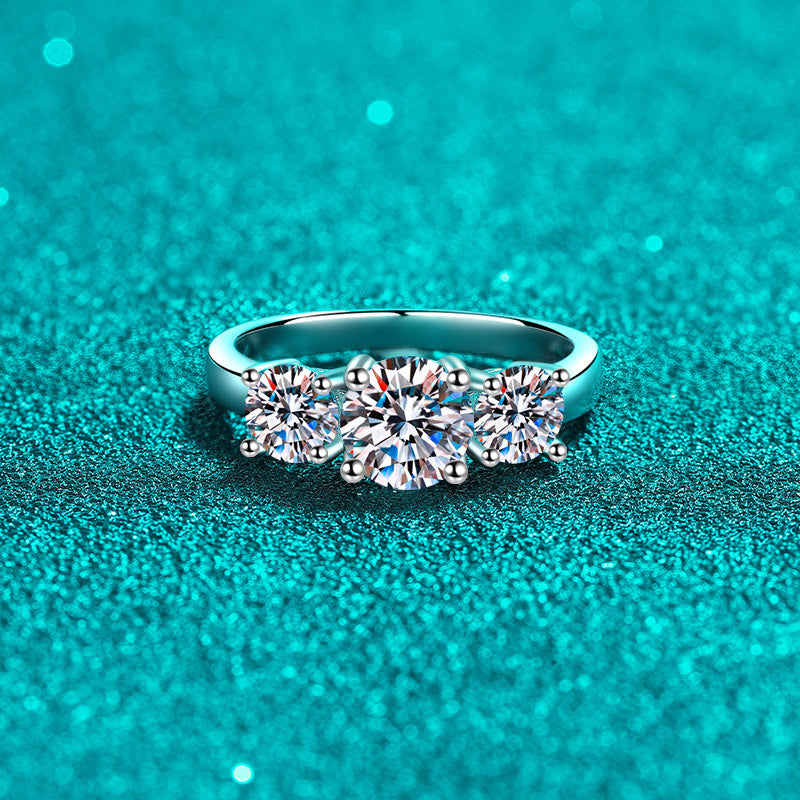 PT950 Plated S925 Sterling Silver Asymmetric Ring | 2ct Moissanite Modern Design