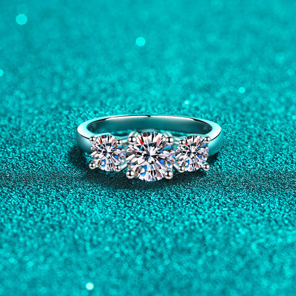PT950 Plated S925 Sterling Silver Asymmetric Ring | 2ct Moissanite Modern Design