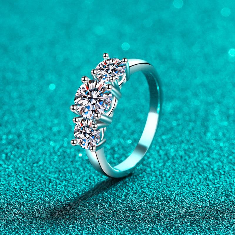 PT950 Plated S925 Sterling Silver Asymmetric Ring | 2ct Moissanite Modern Design