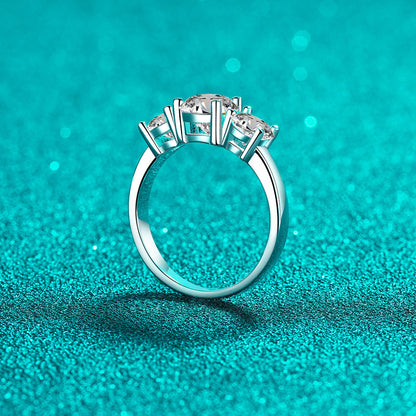 PT950 Plated S925 Sterling Silver Asymmetric Ring | 2ct Moissanite Modern Design