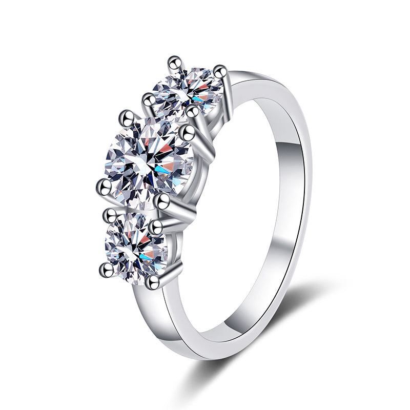 PT950 Plated S925 Sterling Silver Asymmetric Ring | 2ct Moissanite Modern Design