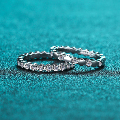 PT950 Plated S925 Sterling Silver Half & Full Eternity Band | Moissanite Pinky Ring with Mythical Motifs