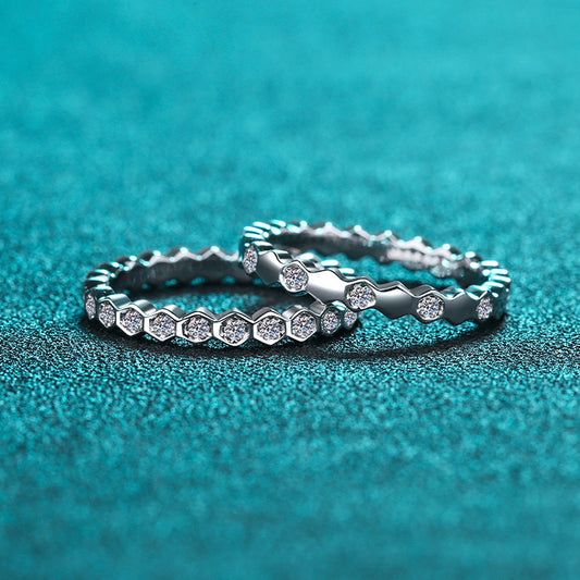 PT950 Plated S925 Sterling Silver Half & Full Eternity Band | Moissanite Pinky Ring with Mythical Motifs
