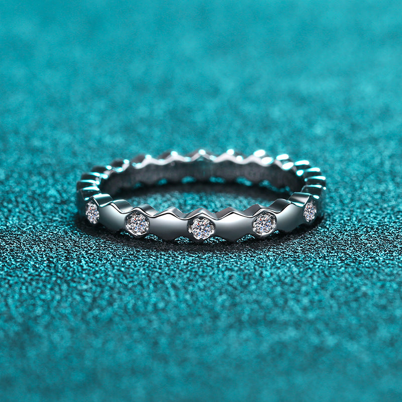 PT950 Plated S925 Sterling Silver Half & Full Eternity Band | Moissanite Pinky Ring with Mythical Motifs