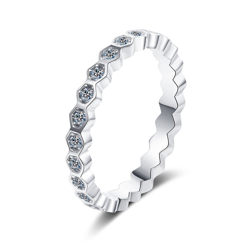PT950 Plated S925 Sterling Silver Half & Full Eternity Band | Moissanite Pinky Ring with Mythical Motifs