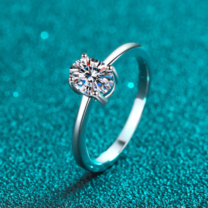 PT950 Plated S925 Sterling Silver "Pigeon Egg" Moissanite Ring | 1ct Oval Four-Prong Setting