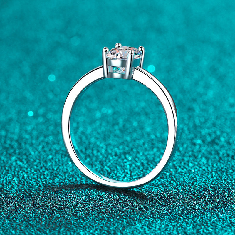 PT950 Plated S925 Sterling Silver "Pigeon Egg" Moissanite Ring | 1ct Oval Four-Prong Setting