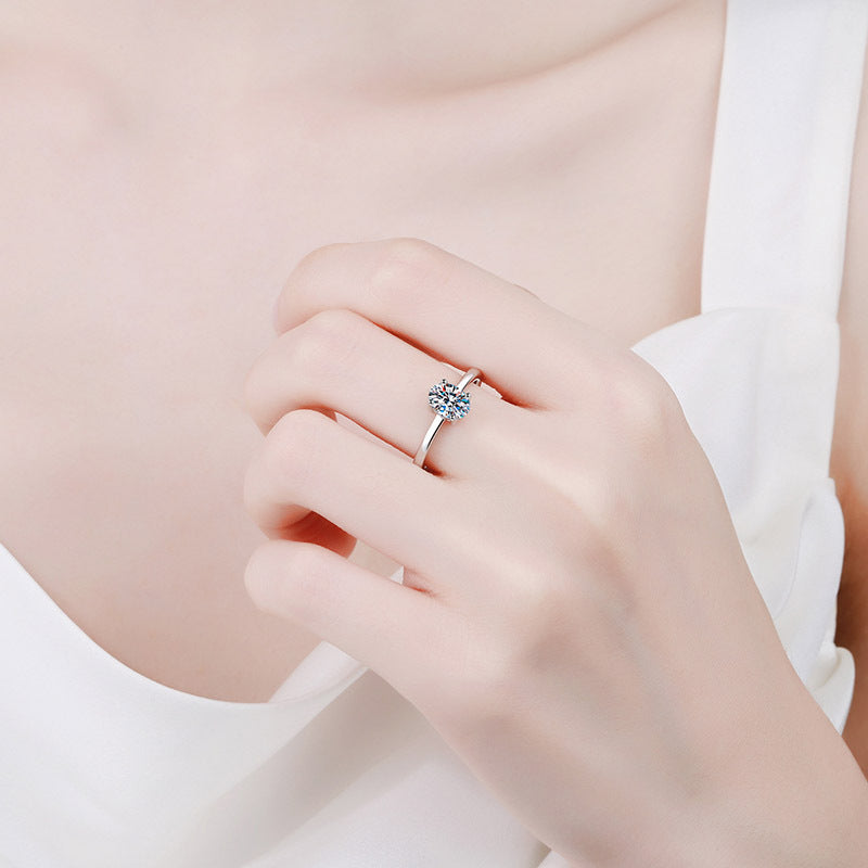 PT950 Plated S925 Sterling Silver "Pigeon Egg" Moissanite Ring | 1ct Oval Four-Prong Setting