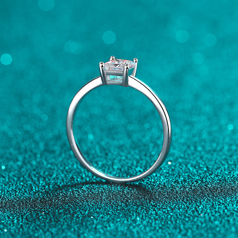 PT950 Plated S925 Sterling Silver Princess Cut Ring | 0.6ct Original Ginkgo Design