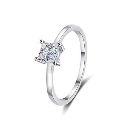 PT950 Plated S925 Sterling Silver Princess Cut Ring | 0.6ct Original Ginkgo Design