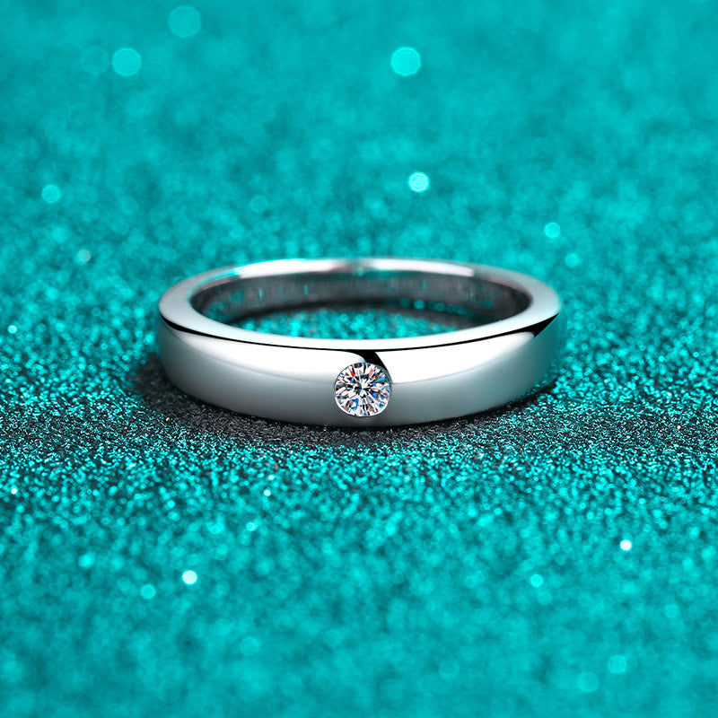 PT950 Plated S925 Sterling Silver Unisex Ring | 0.1ct Moissanite Sunflower Design