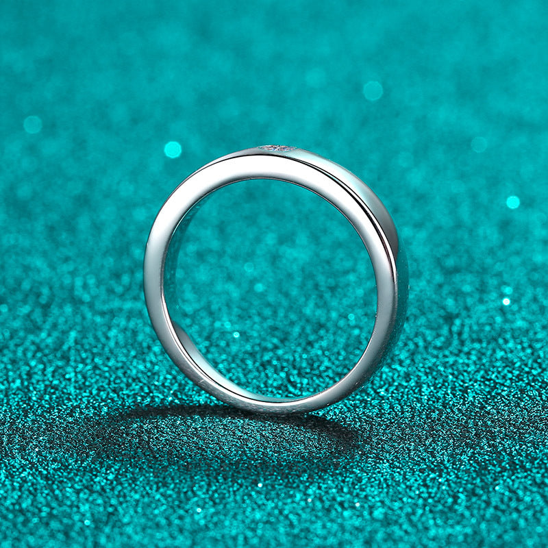 PT950 Plated S925 Sterling Silver Unisex Ring | 0.1ct Moissanite Sunflower Design