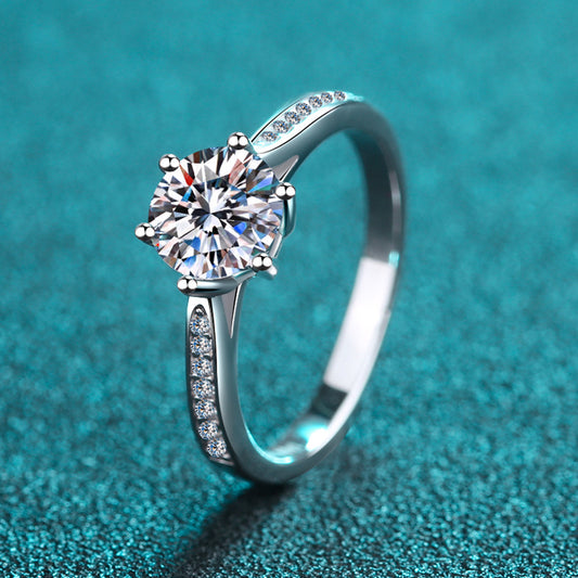 PT950 Plated Solitaire Moissanite Ring - 925 Sterling Silver Minimalist Ring with Mythological Motifs