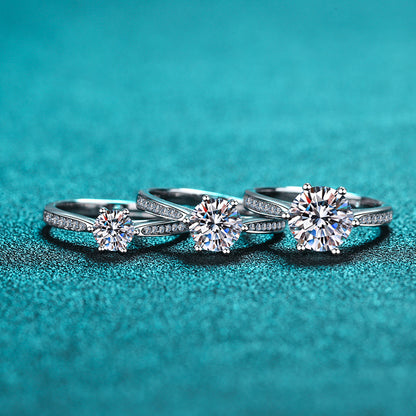 PT950 Plated Solitaire Moissanite Ring - 925 Sterling Silver Minimalist Ring with Mythological Motifs