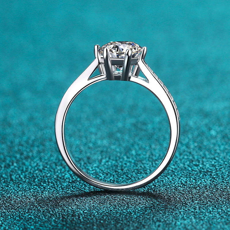 PT950 Plated Solitaire Moissanite Ring - 925 Sterling Silver Minimalist Ring with Mythological Motifs