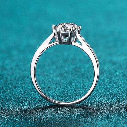 PT950 Plated Solitaire Moissanite Ring - 925 Sterling Silver Minimalist Ring with Mythological Motifs