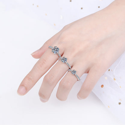 PT950 Plated Solitaire Moissanite Ring - 925 Sterling Silver Minimalist Ring with Mythological Motifs