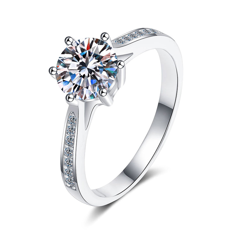 PT950 Plated Solitaire Moissanite Ring - 925 Sterling Silver Minimalist Ring with Mythological Motifs